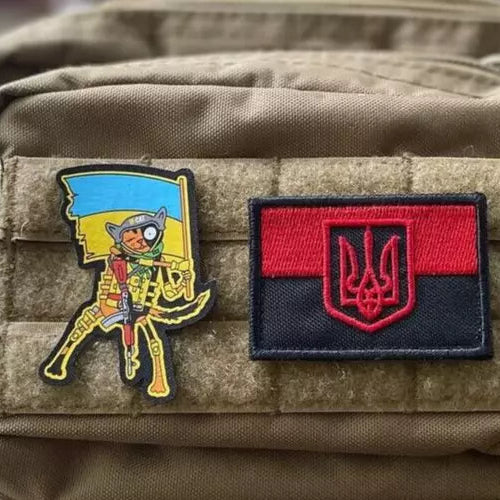 Ukrainian Army Morale Patch Flag Ukraine RED-BLACK Badge Hook