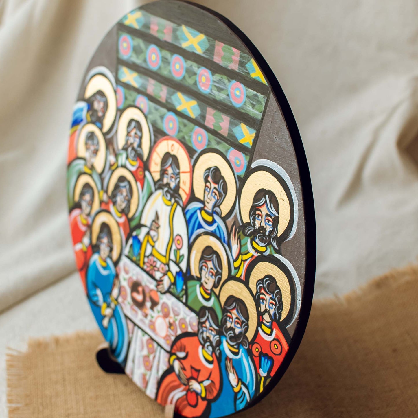 Ukrainian Orthodox Icon "Last Supper" Carpathians Hutsul Region Wood Handmade