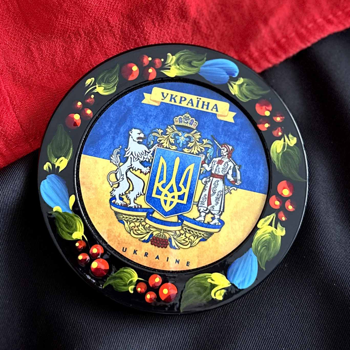 Ukranian Fridge Wood Magnet Author's Нandmade Painting