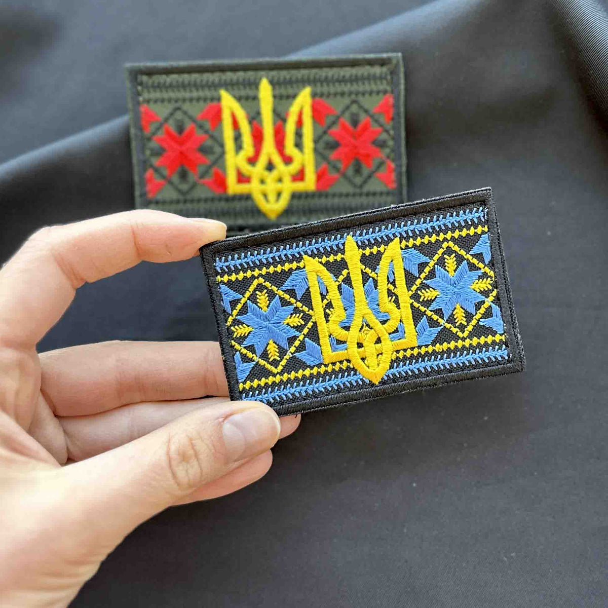 Ukrainian Morale Patch Trident and Embroidery Hook and Loop Backing * 2 pcs