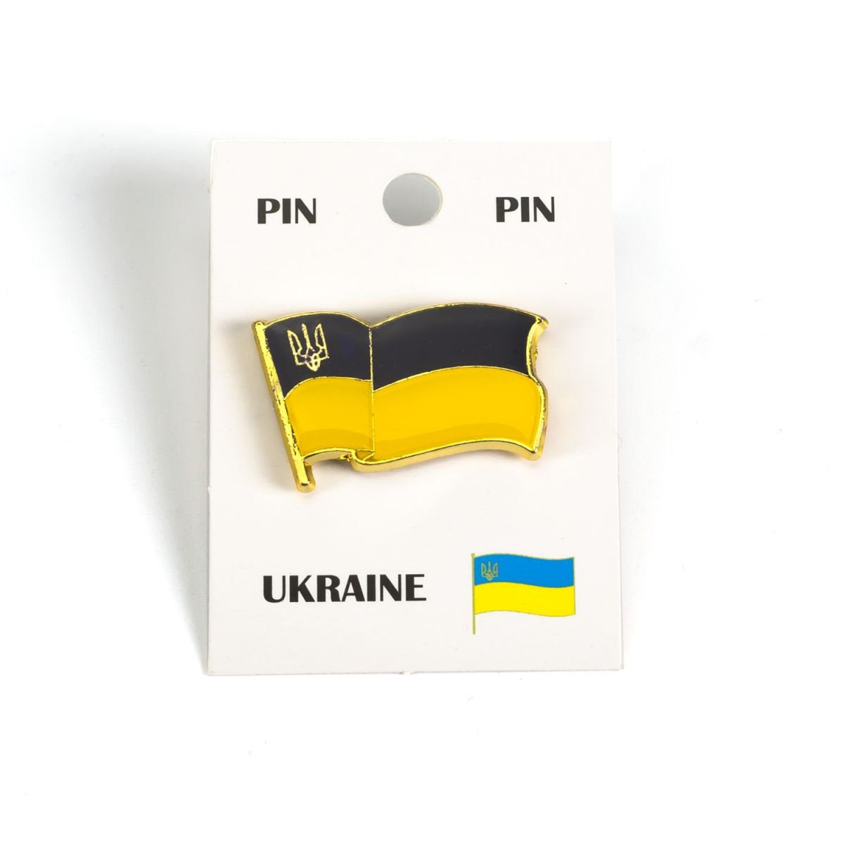 Ukrainian Flag Pin "Trident and Flag" Metal Badge Button Pin