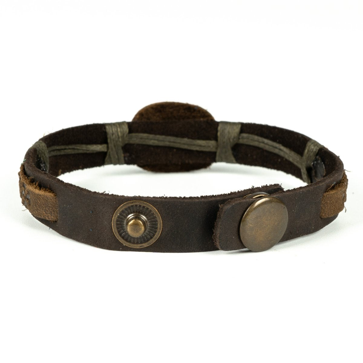 Ukranian Patriotic Leather Adjustable Bracelet Trident and Pattern of Ukraine