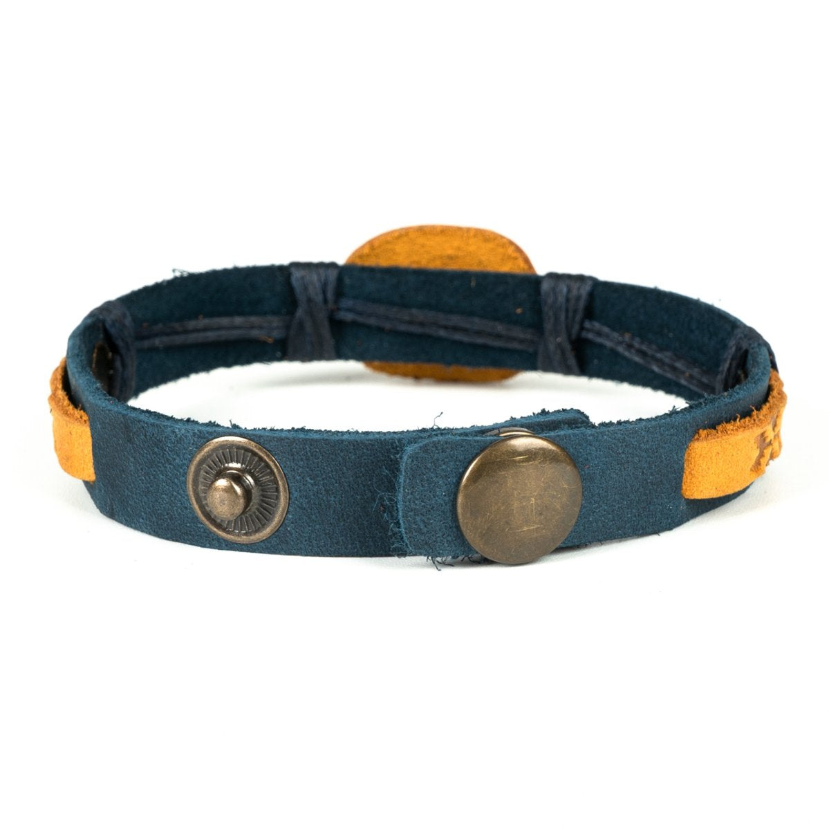 Ukranian Patriotic Leather Adjustable Bracelet Trident and Pattern of Ukraine