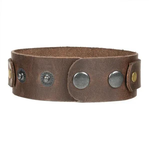 Brown Leather Wide Bracelet Ukrainian "Слава Україні" Stand with Ukraine