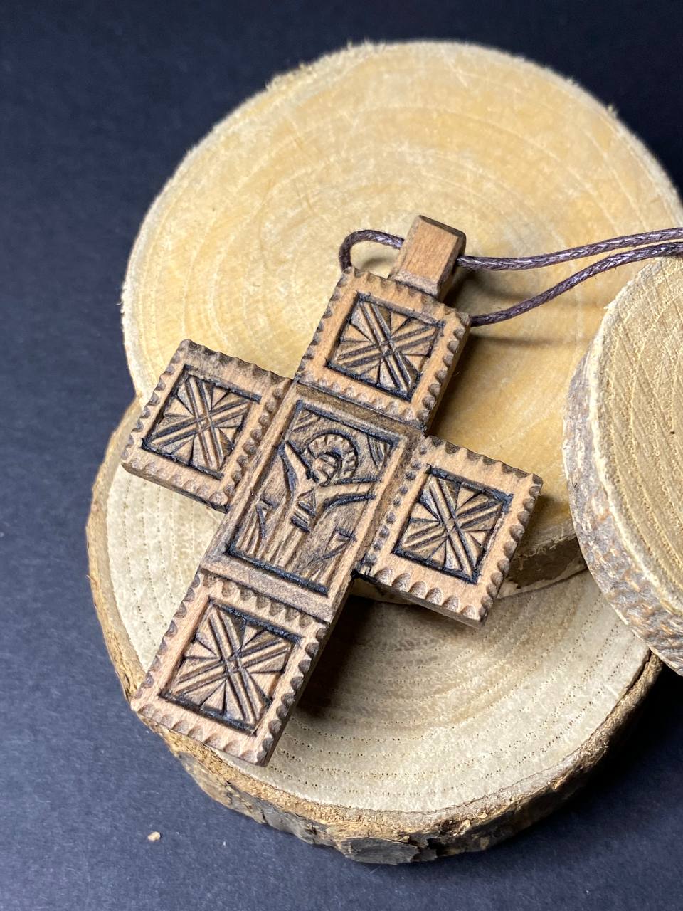 Ukranian Traditional Ortodox Handmade Wood Cross Crucifix from Hutsul Region Ukraine