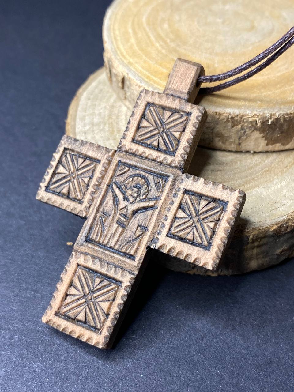 Ukranian Traditional Ortodox Handmade Wood Cross Crucifix from Hutsul Region Ukraine