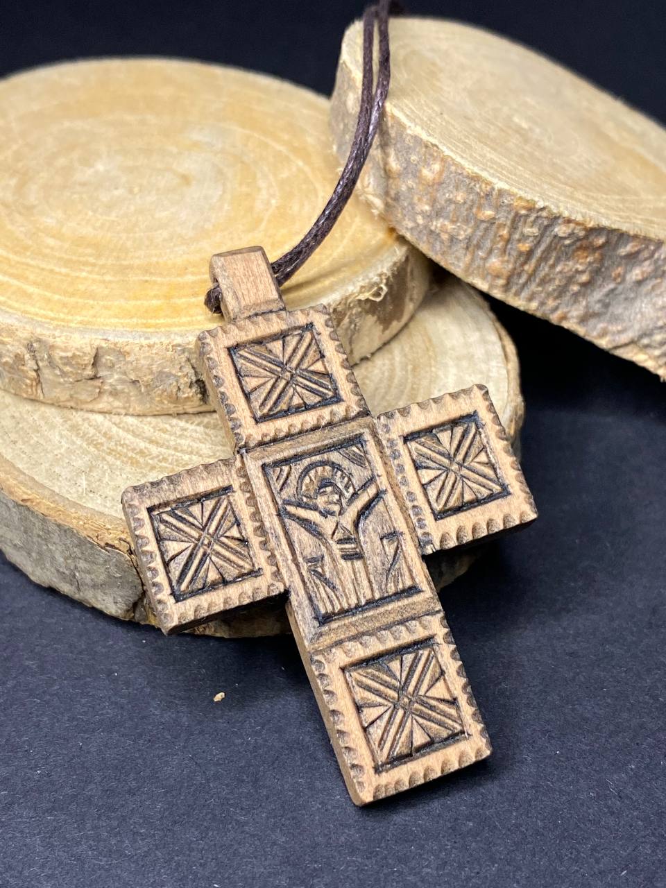 Ukranian Traditional Ortodox Handmade Wood Cross Crucifix from Hutsul Region Ukraine