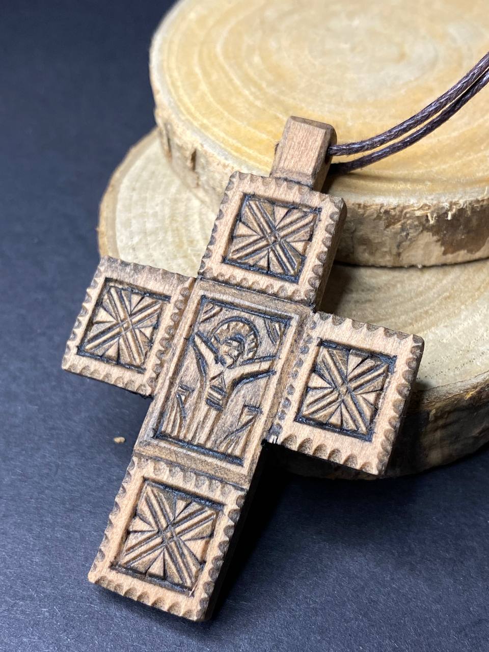 Ukranian Traditional Ortodox Handmade Wood Cross Crucifix from Hutsul Region Ukraine
