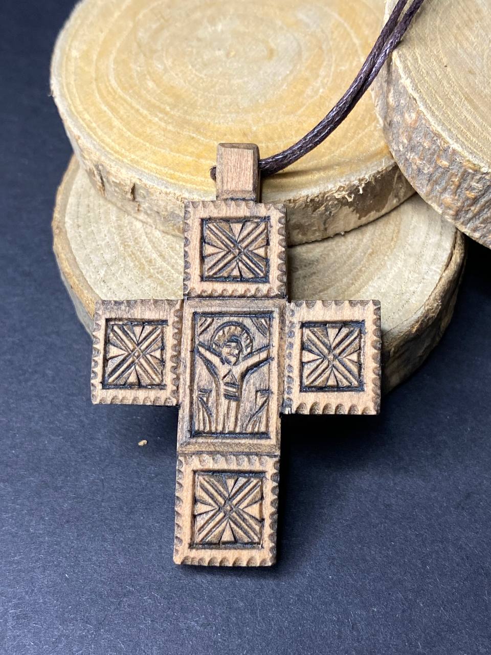 Ukranian Traditional Ortodox Handmade Wood Cross Crucifix from Hutsul Region Ukraine