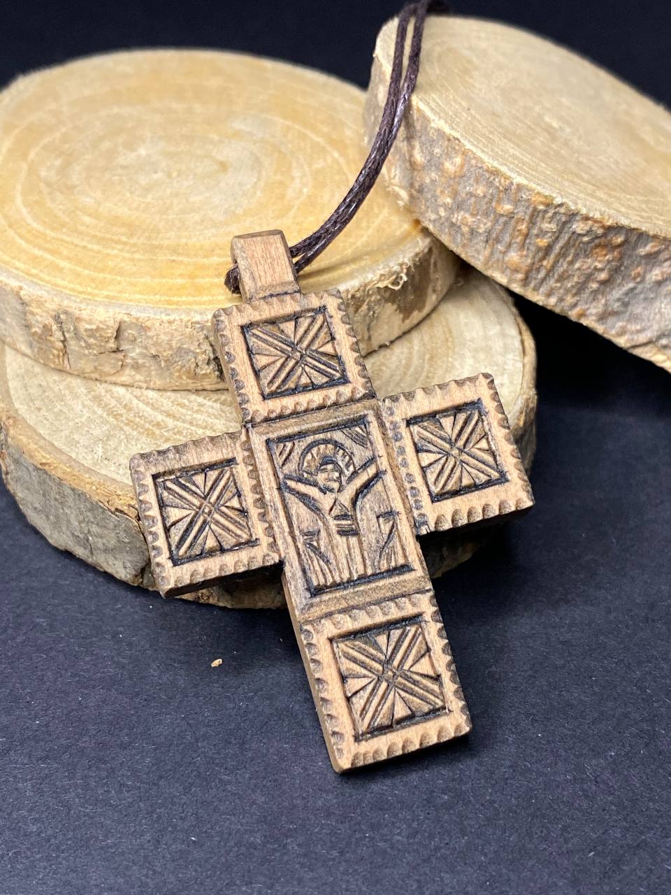 Ukranian Traditional Ortodox Handmade Wood Cross Crucifix from Hutsul Region Ukraine