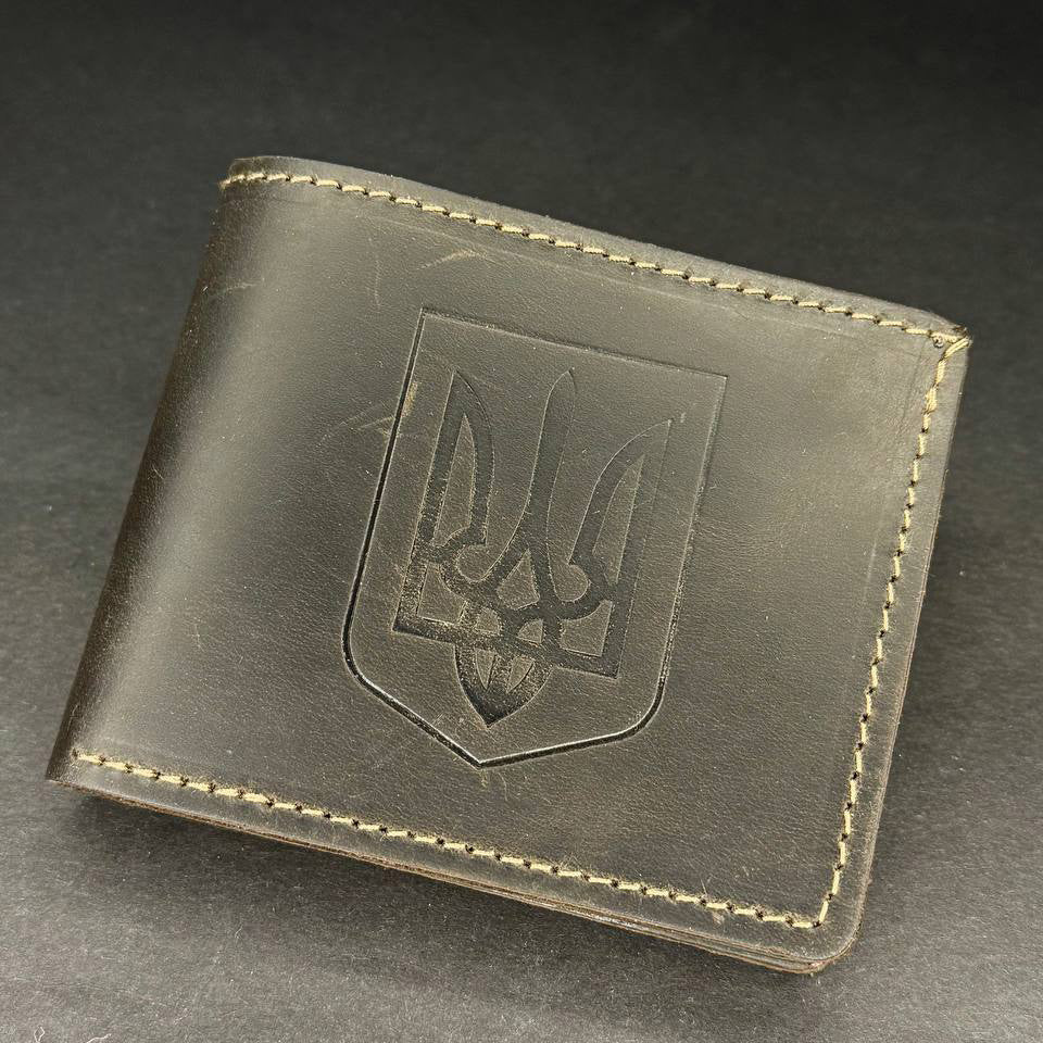 Ukranian Brown Leather Trident Men`s Men's Wallet