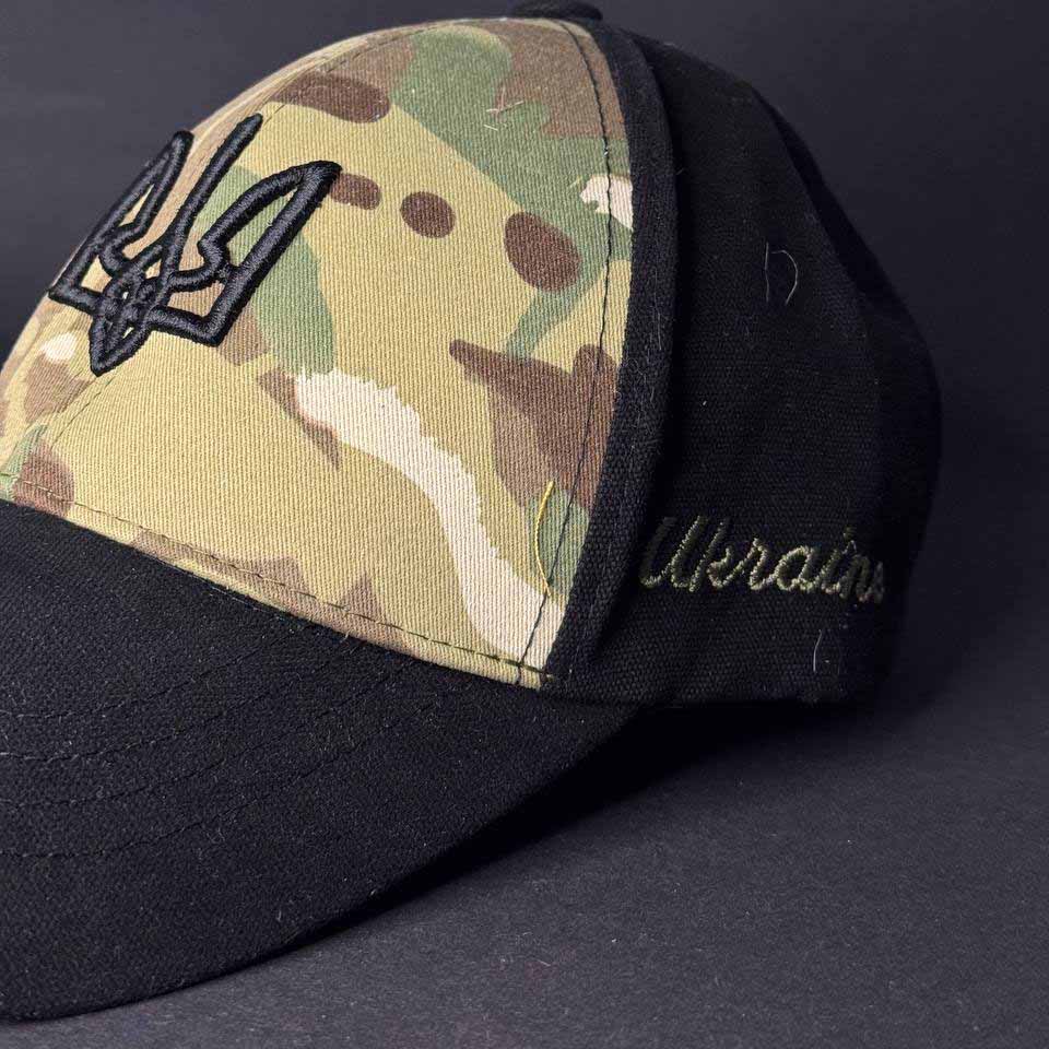 Ukrainian Army Cap Multicam and Black with Embroidery Trident UA Size: 56 - 58