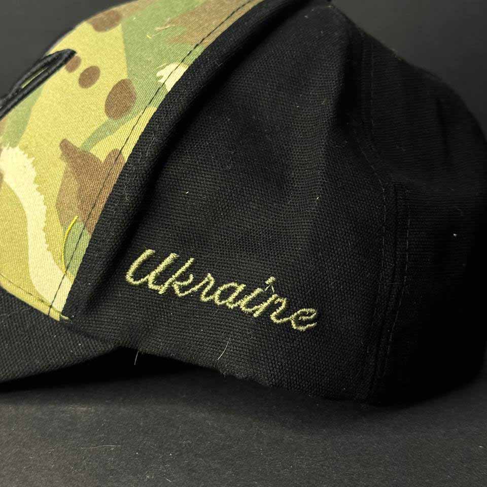 Ukrainian Army Cap Multicam and Black with Embroidery Trident UA Size: 56 - 58