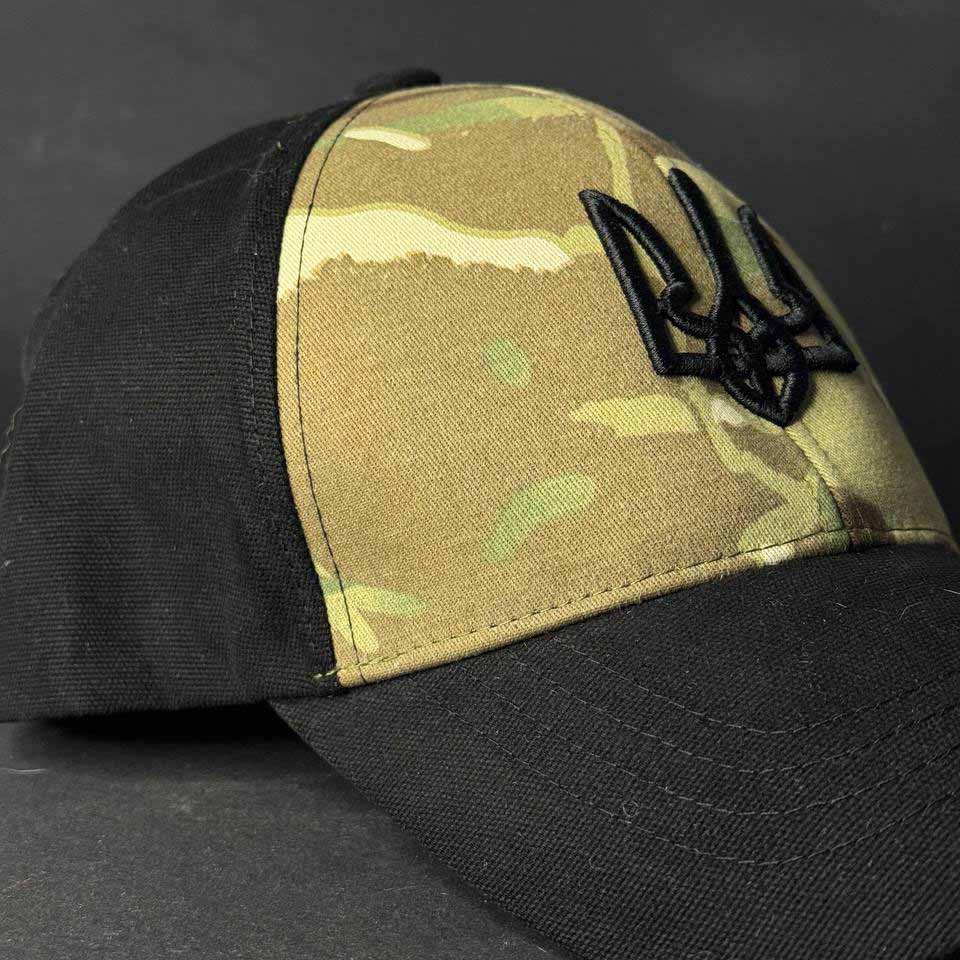 Ukrainian Army Cap Multicam and Black with Embroidery Trident UA Size: 56 - 58
