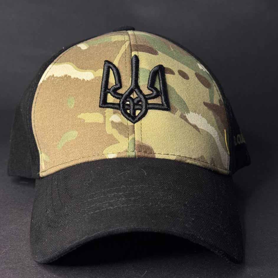 Ukrainian Army Cap Multicam and Black with Embroidery Trident UA Size: 56 - 58