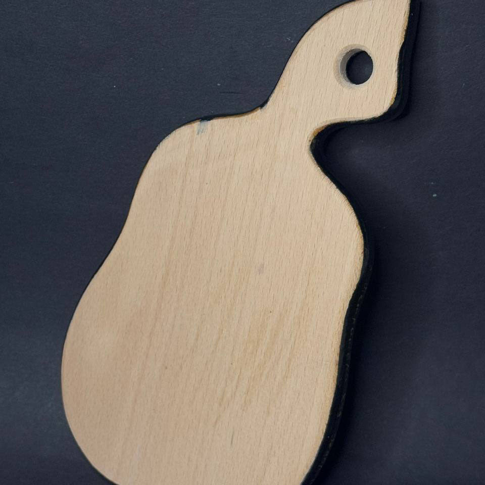 Ukranian Cutting Board with Petrykivka Painting Handmade Wood Small Pear