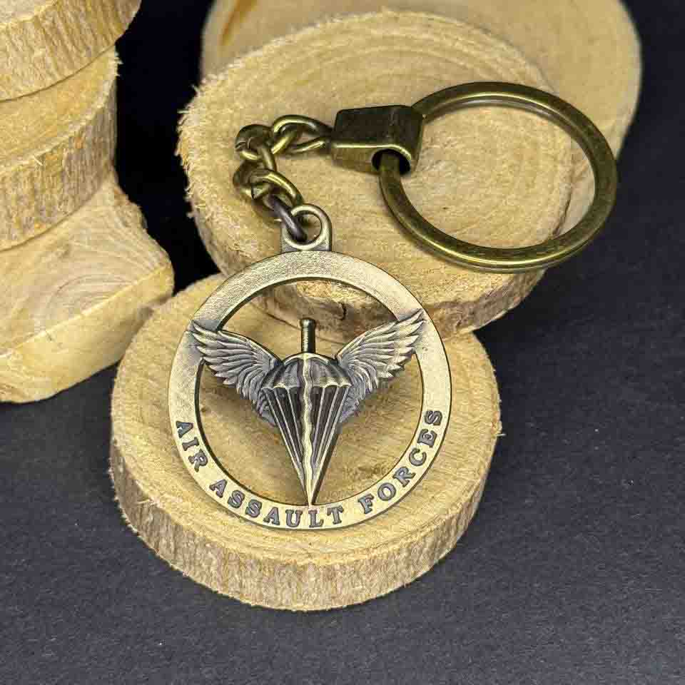 Ukrainian Metal Keychain Key Ring Airborne Assault Troops of Ukraine