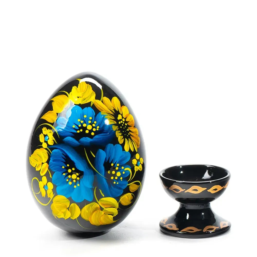 Petrykivka Wooden Easter Egg | Hand-Painted Ukrainian Pysanky (870 mm) 01-163
