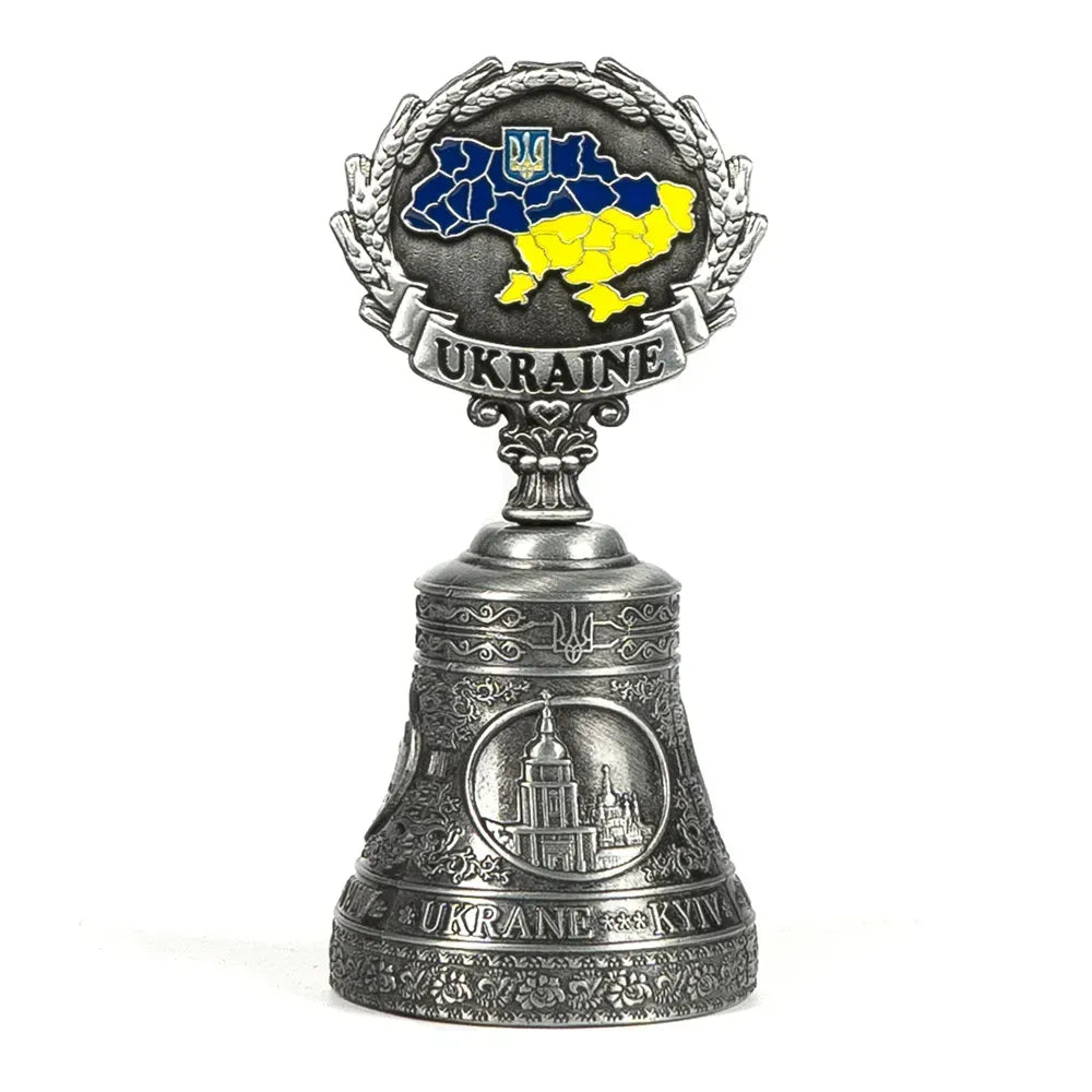 Ukrainian Metal Bell Views of Kyiv and Map of Ukraine