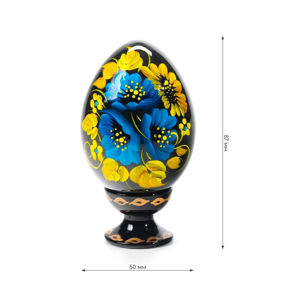 Petrykivka Wooden Easter Egg | Hand-Painted Ukrainian Pysanky (870 mm) 01-163