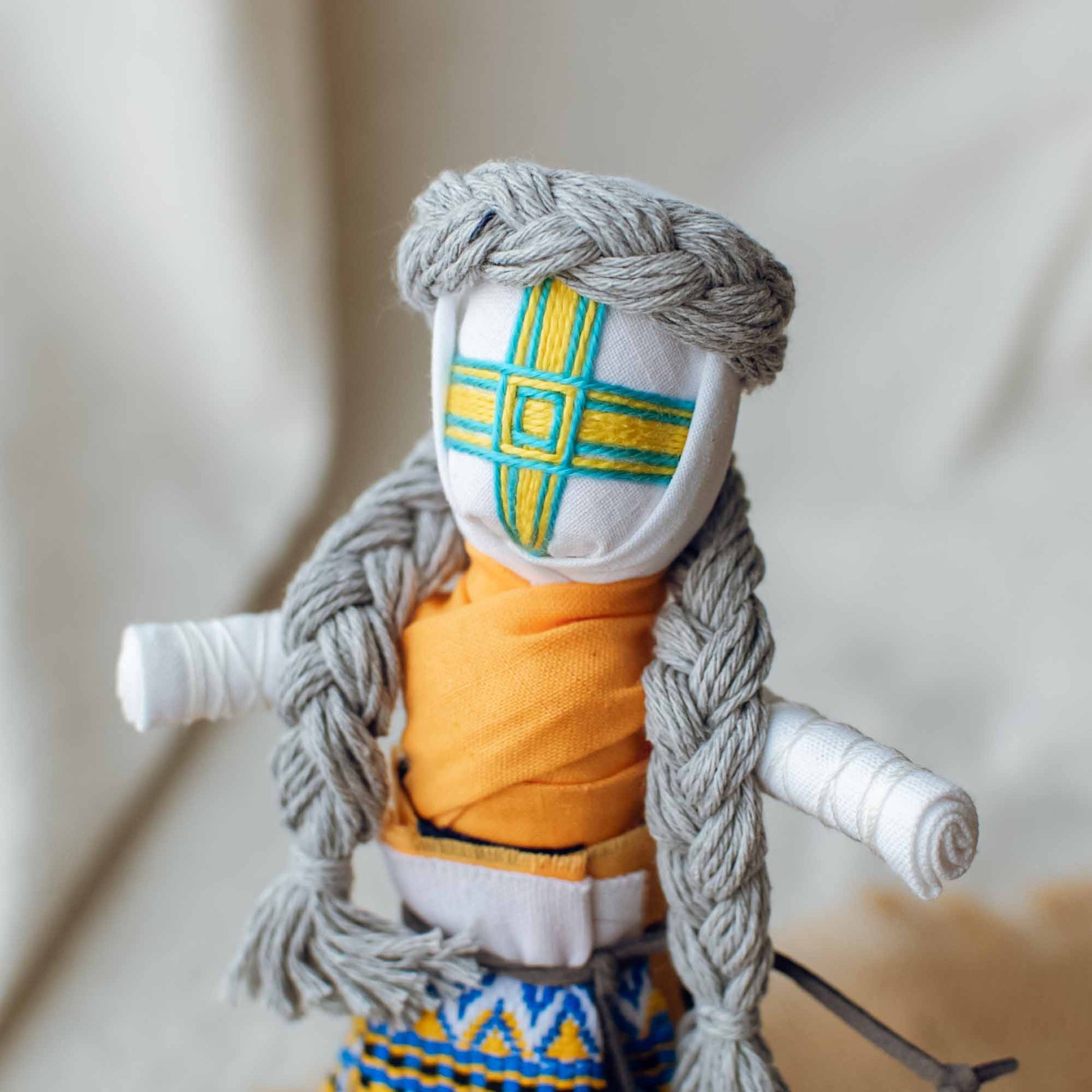 Ukrainian Authors Motanka «Yellow-Blue»‎ Traditional Amulet Handmade Doll
