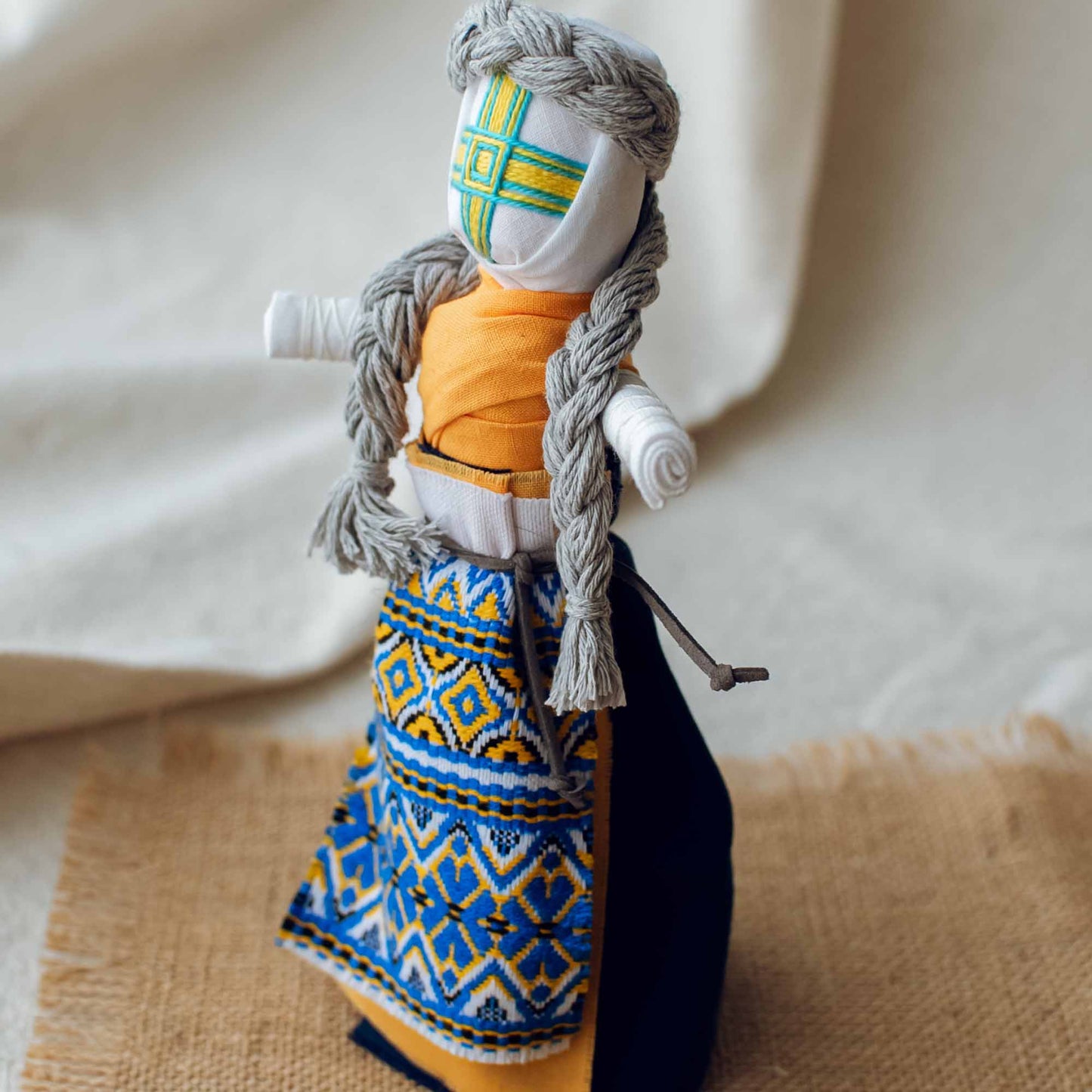 Ukrainian Authors Motanka «Yellow-Blue»‎ Traditional Amulet Handmade Doll 20 cm (7.8 in)
