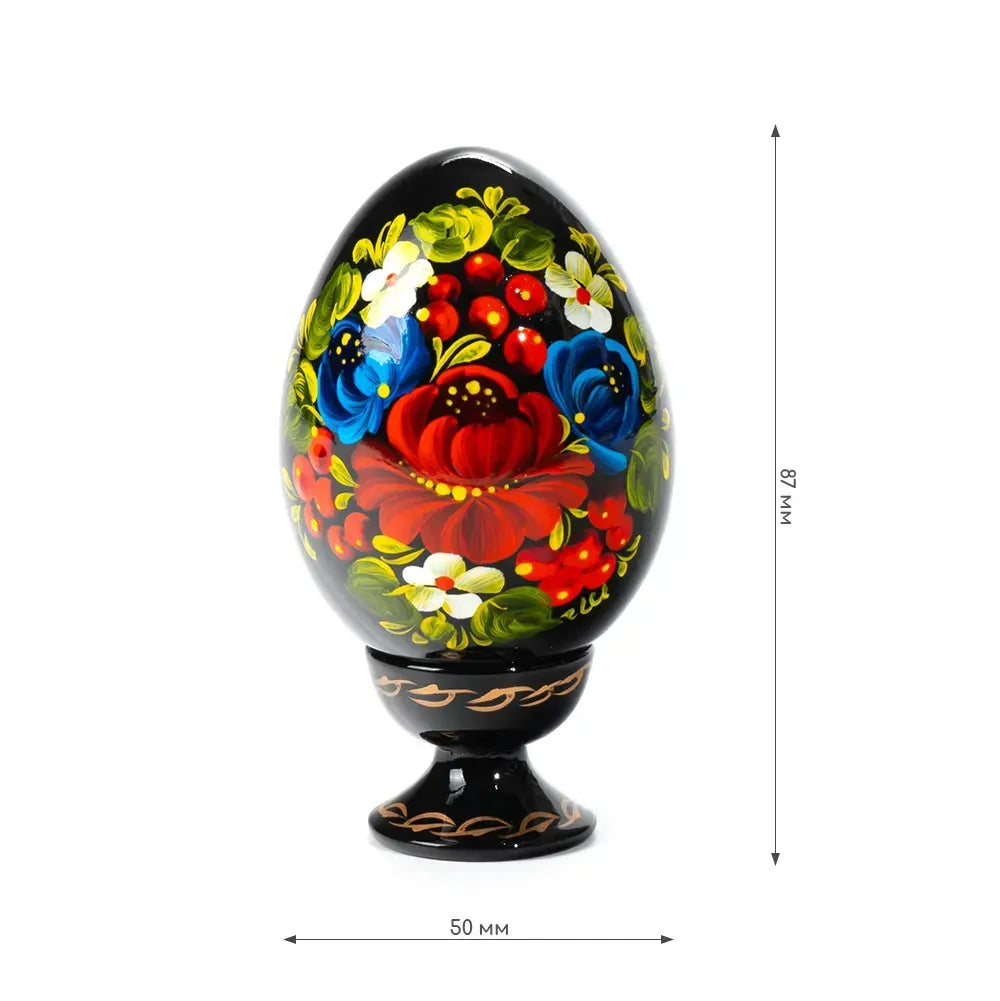 Petrykivka Wooden Easter Egg | Hand-Painted Ukrainian Pysanky (870 mm) 01-012