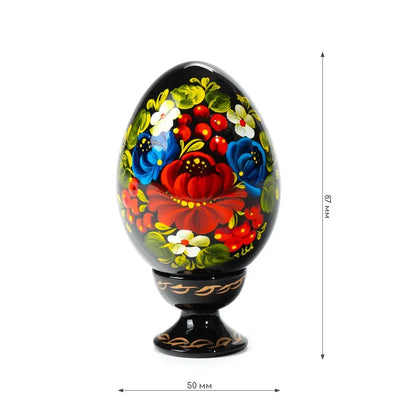 Petrykivka Wooden Easter Egg | Hand-Painted Ukrainian Pysanky (870 mm) 01-012