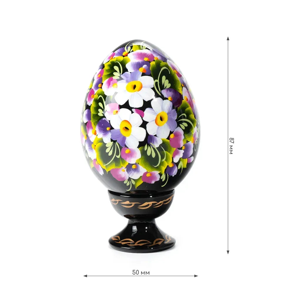Petrykivka Wooden Easter Egg | Hand-Painted Ukrainian Pysanky (870 mm) 01-072