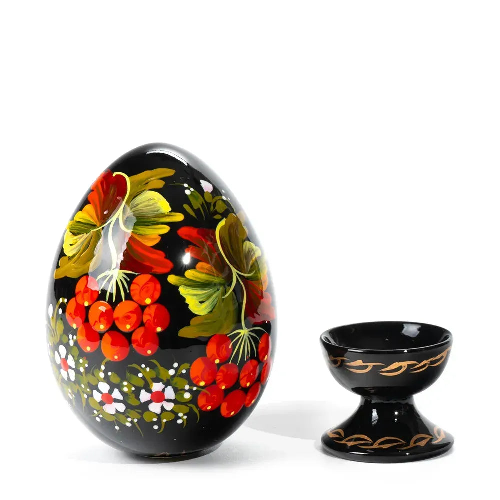 Petrykivka Wooden Easter Egg | Hand-Painted Ukrainian Pysanky (870 mm) 01-171