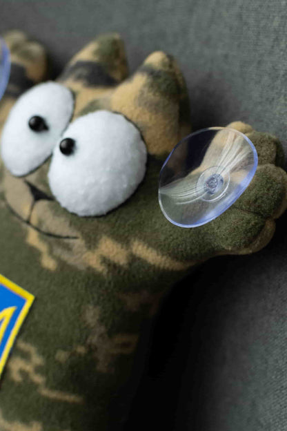 Ukranian Patriotic Pixel MM 14 Cat Simon with Golden Trident and Glass Suction Cups