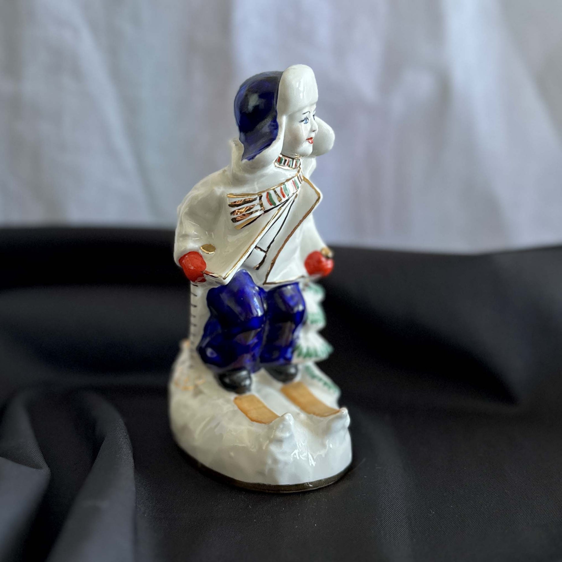 "Boy on Skis" – Authentic Vintage Kyiv Porcelain Figurine (KEKHZ)