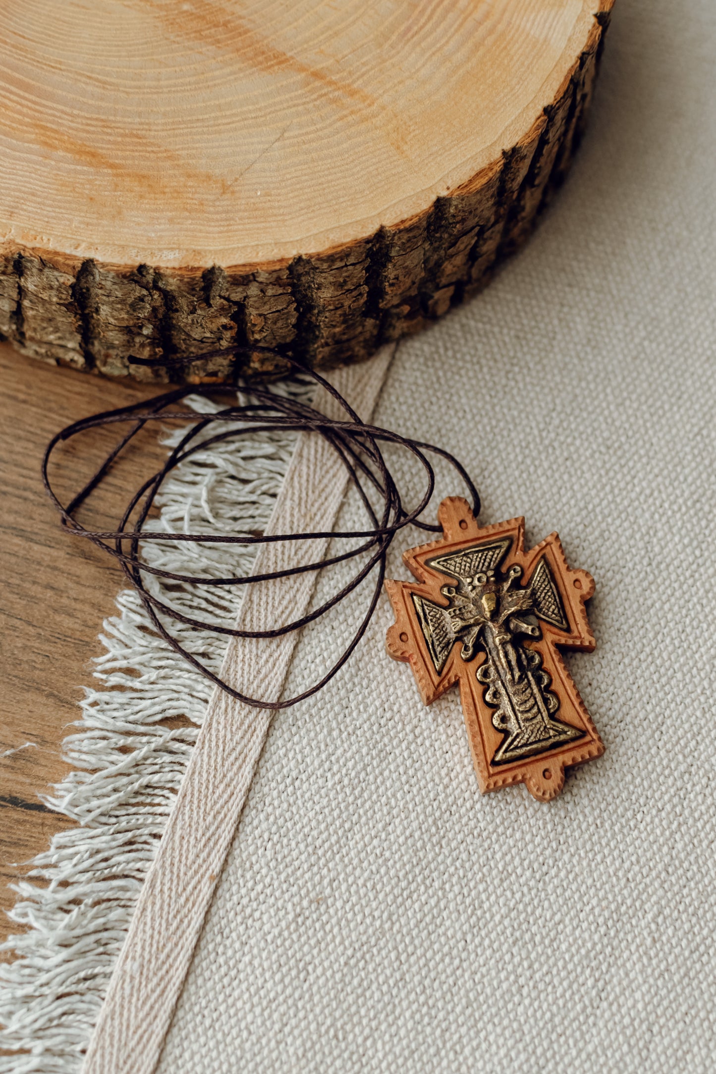 Ukranian&nbsp;Traditional&nbsp;Ortodox Handmade Wood Cross Crucifix Double-Sided from Hutsul Region Ukraine