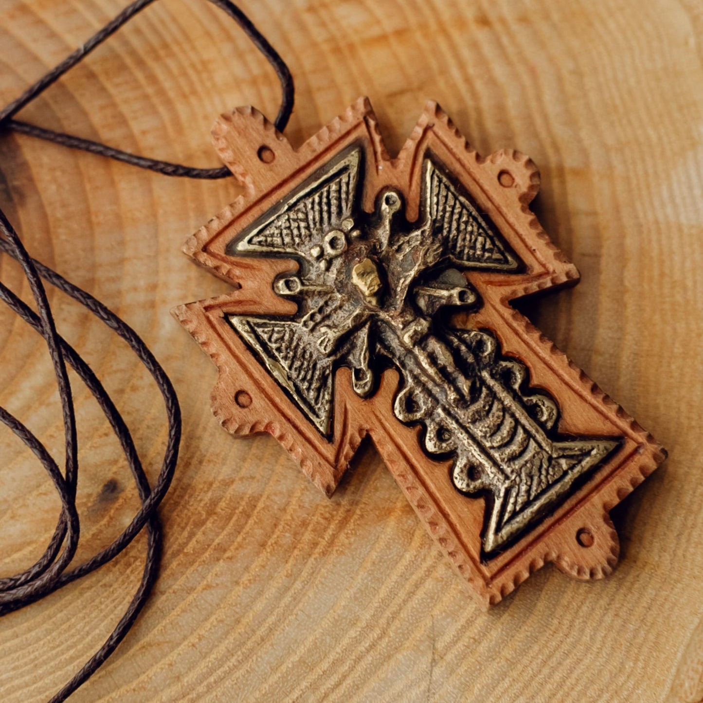 ukranian wood cross double side