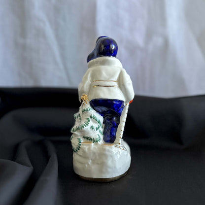 "Boy on Skis" – Authentic Vintage Kyiv Porcelain Figurine (KEKHZ) 1954