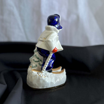 "Boy on Skis" – Authentic Vintage Kyiv Porcelain Figurine (KEKHZ) 1954
