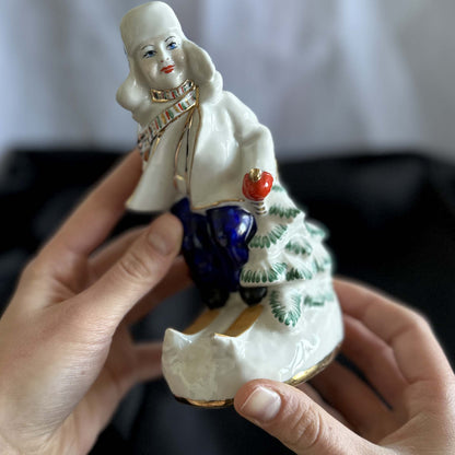 "Boy on Skis" – Authentic Vintage Kyiv Porcelain Figurine (KEKHZ) 1954