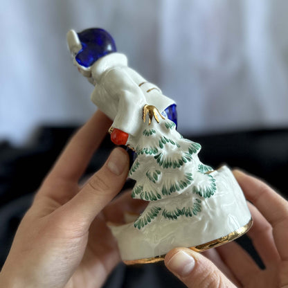 "Boy on Skis" – Authentic Vintage Kyiv Porcelain Figurine (KEKHZ) 1954