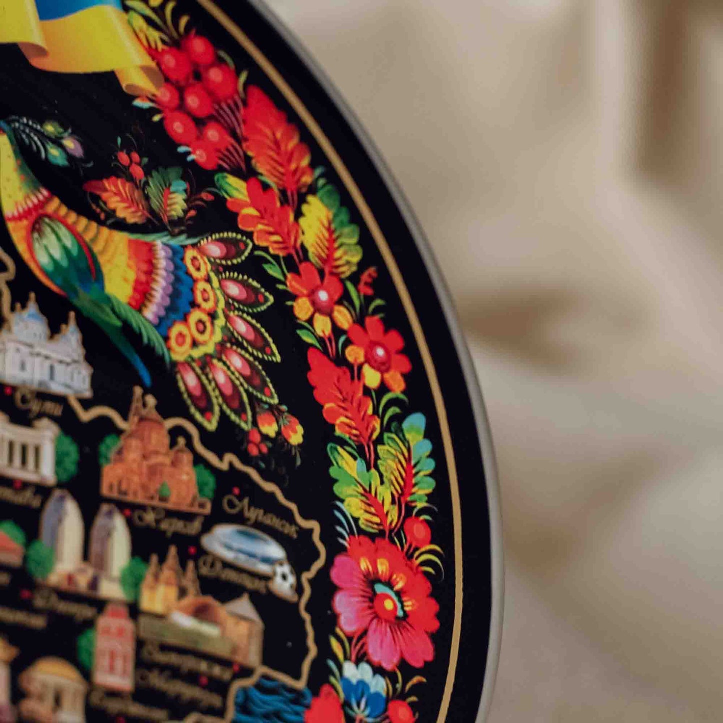 Ukranian Ceramic Plate Panel - Map of Ukraine - Collage