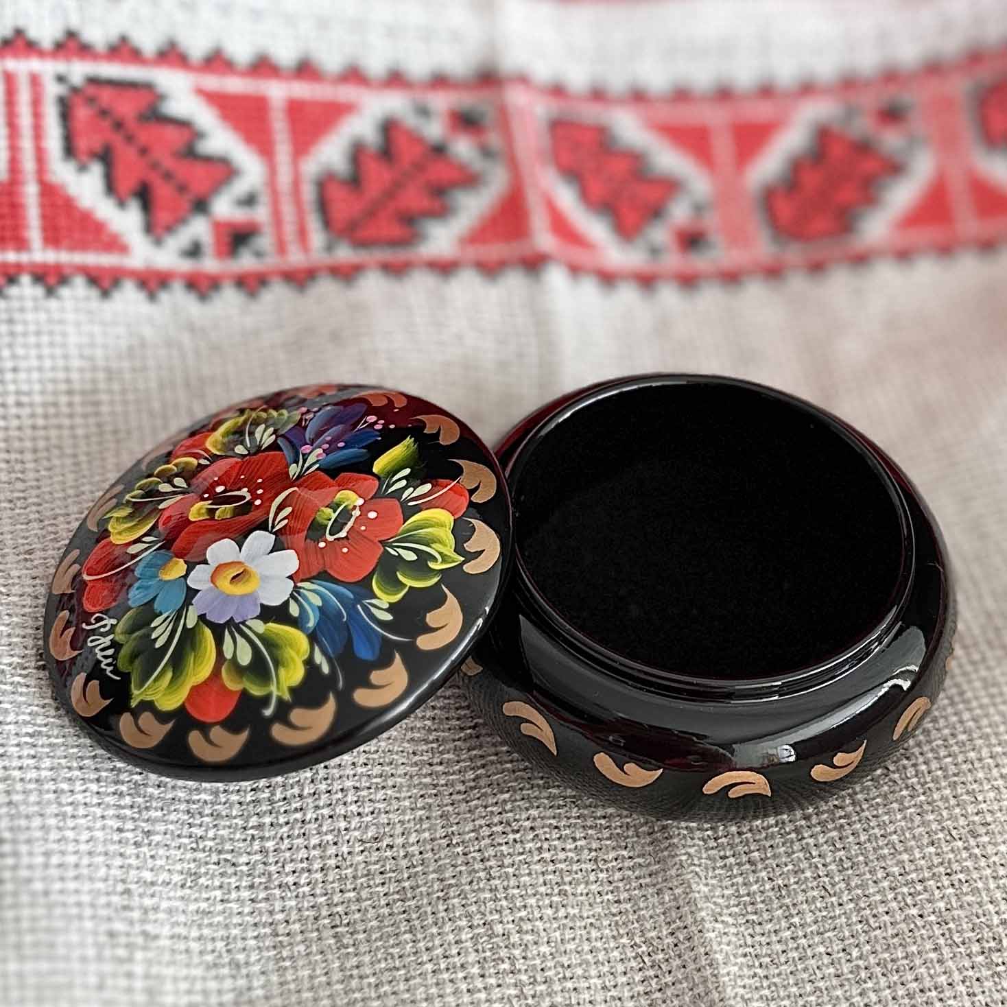 Ukrainian Wooden Boxes with Petrykivka Handmade Painting