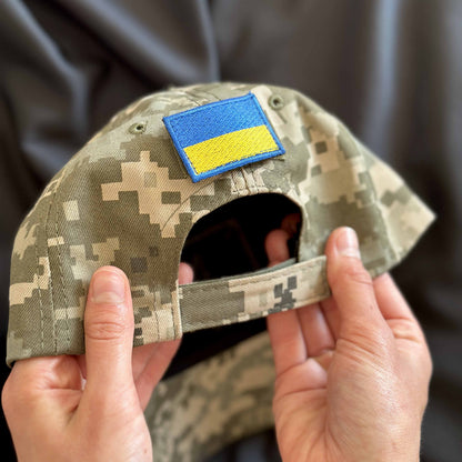 Ukrainian Cap Pixel MM 14 and Two Flags Morale Patches Yellow Blue 💙💛