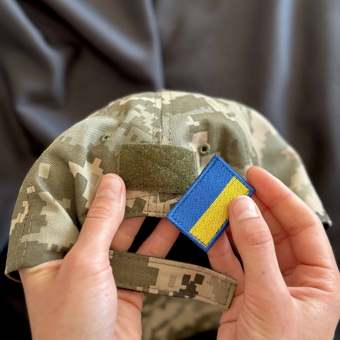 Ukrainian Cap Pixel MM 14 and Two Flags Morale Patches Yellow Blue 💙💛