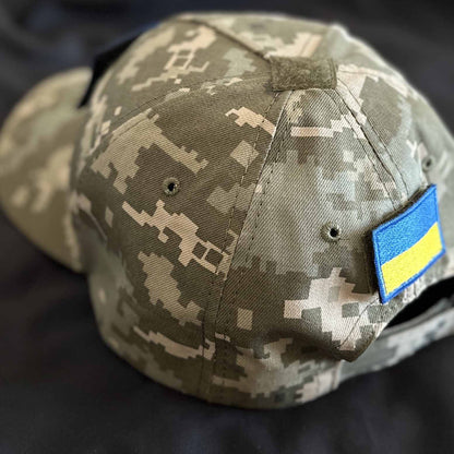 Ukrainian Cap Pixel MM 14 and Two Flags Morale Patches Yellow Blue 💙💛