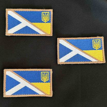 Ukrainian Morale Patch * 3 Pcs Scotland + Ukraine Flag Tactical Badge Hook Textile