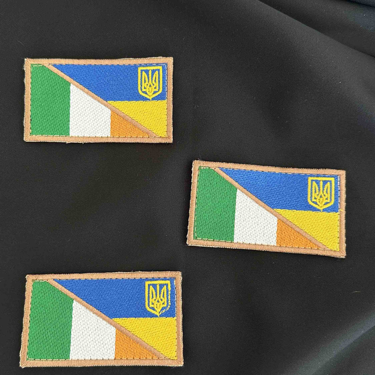 Ukrainian Morale Patch * 3 Pcs Ireland + Ukraine Flag Tactical Badge Hook Textile
