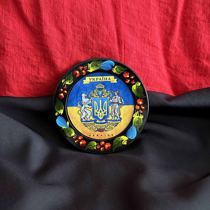 Ukranian Fridge Wood Magnet Author's Нandmade Painting 