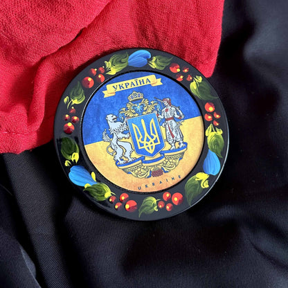 Ukranian Fridge Wood Magnet Author's Нandmade Painting 