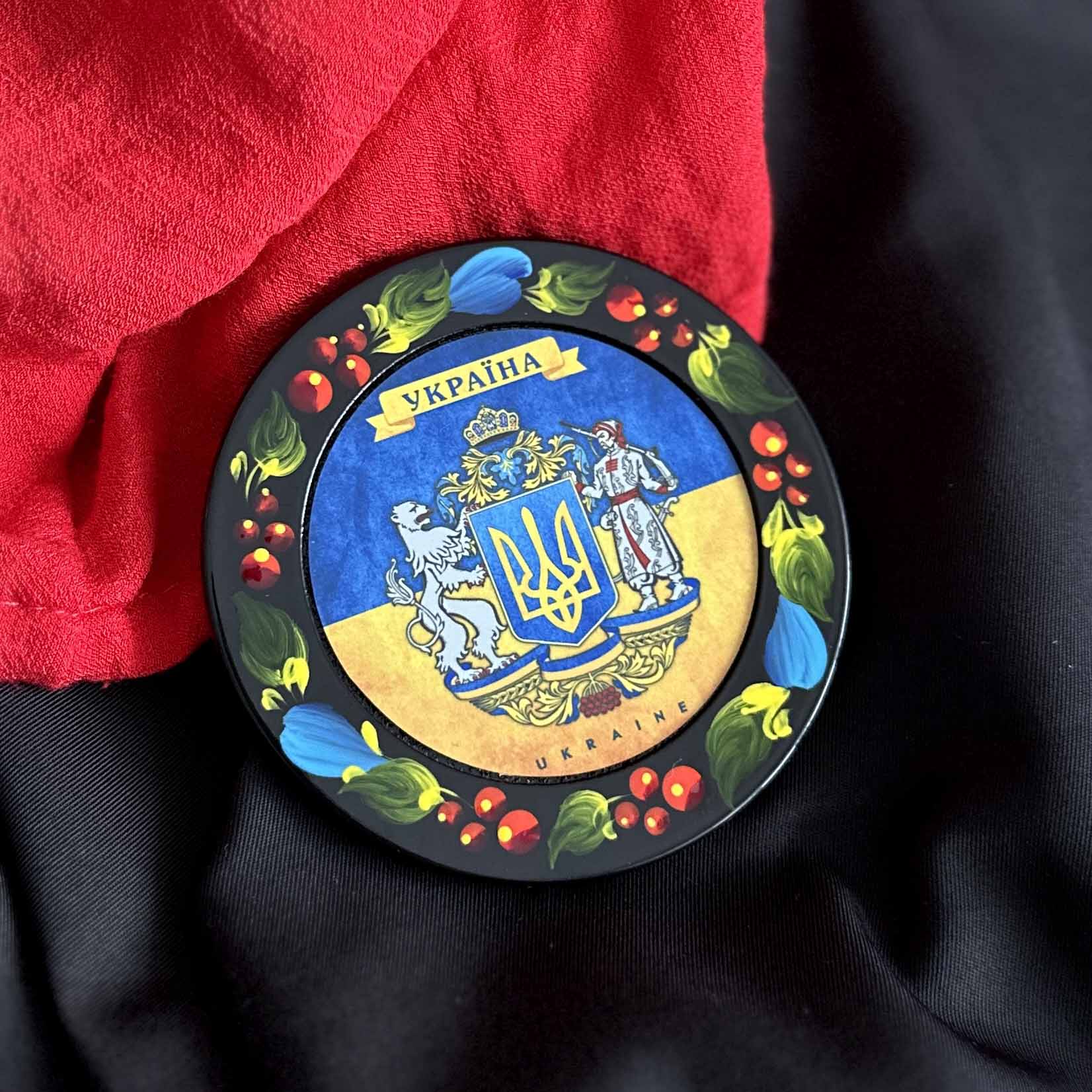 Ukranian Fridge Wood Magnet Author's Нandmade Painting 