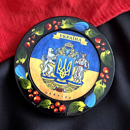 Ukranian Fridge Wood Magnet Author's Нandmade Painting 