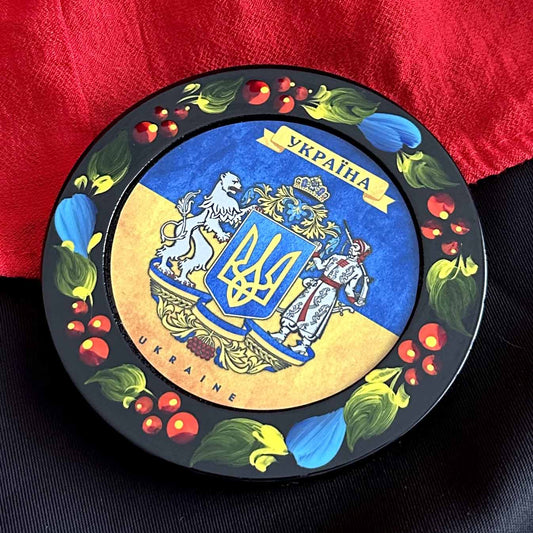 Ukranian Fridge Wood Magnet Author's Нandmade Painting 